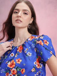 DressBerry Floral Printed Petal Sleeve Top