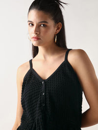 Bewakoof Black Flat Knit Short Top