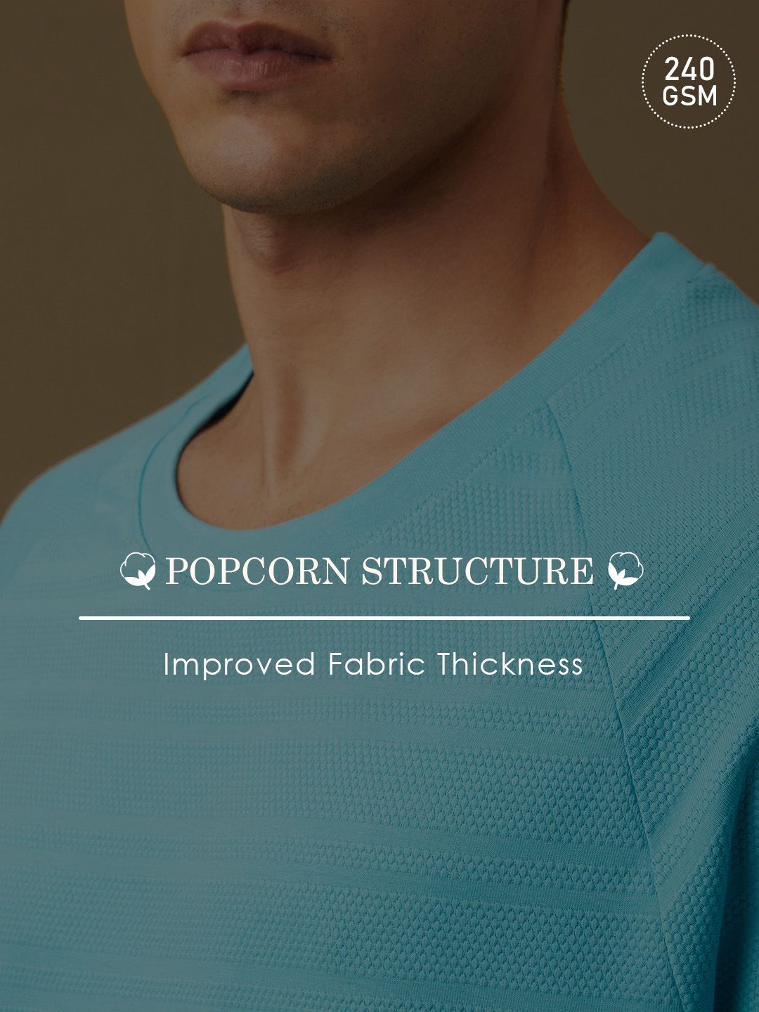 DILLINGER Men Solid Popcorn Structure Oversized Raglan T-Shirt