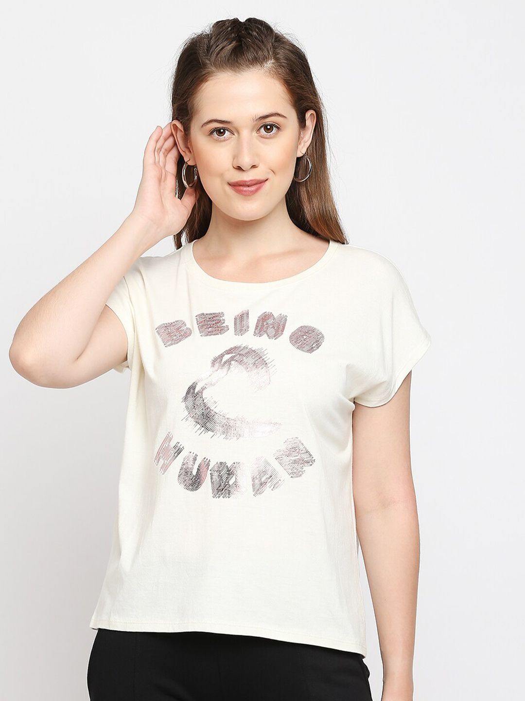Being Human Typography Printed Casual Cotton T-shirt