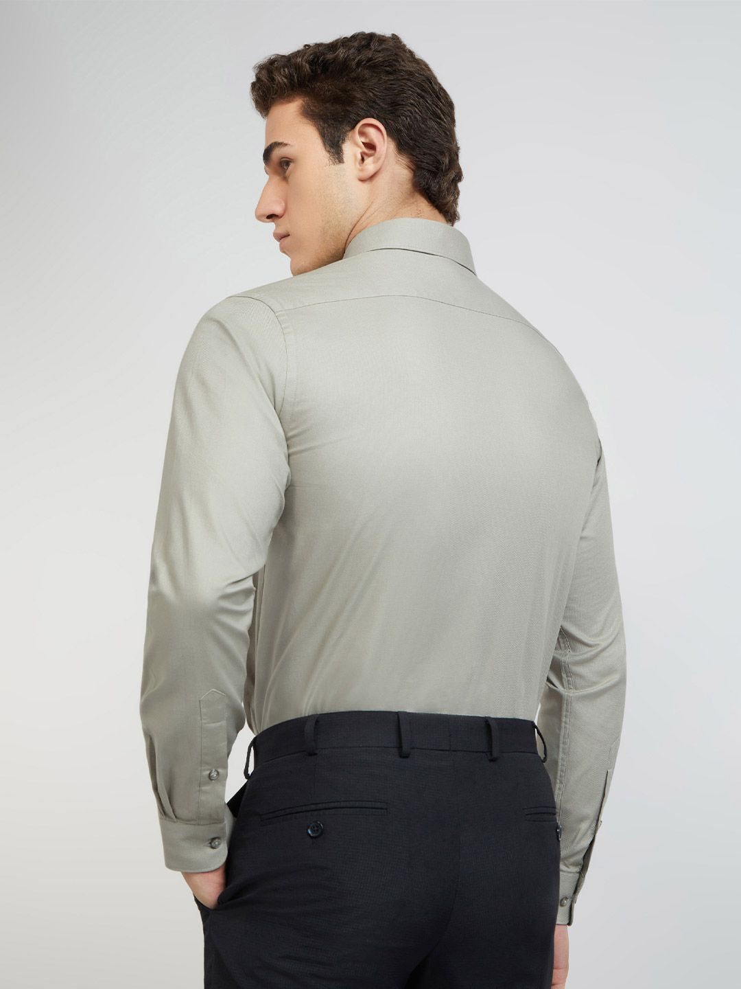 Raymond Self Design Textured Slim Fit Pure Cotton Formal Shirt