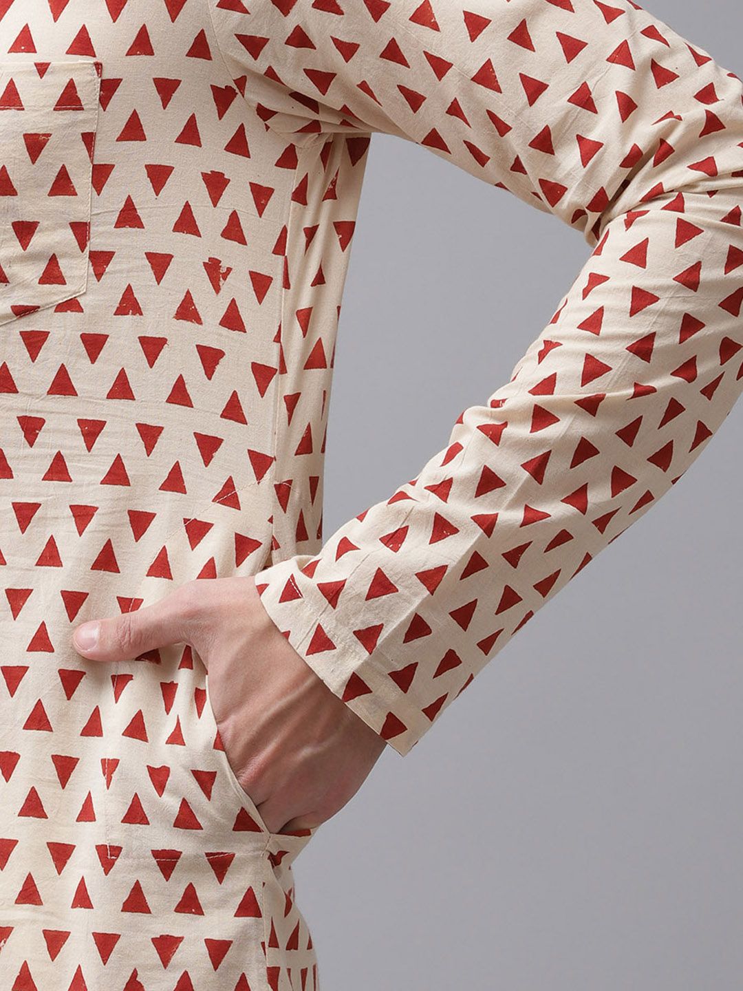 See Designs Men Beige Printed Regular Pure Cotton Kurta with Pyjamas