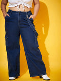 SASSAFRAS Curve Women Navy Blue Mid-Rise Comfort Straight Fit Stretchable Jeans