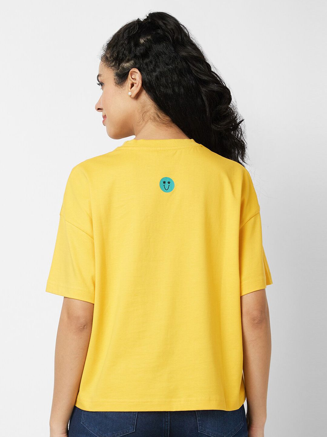 SPYKAR Typography Printed Round Neck Cotton Oversized T-shirt