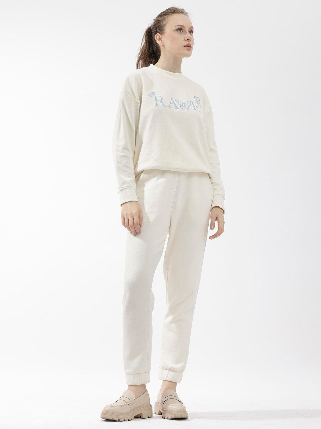 RAREISM Women Mid-Rise Slim-Fit Cotton Joggers