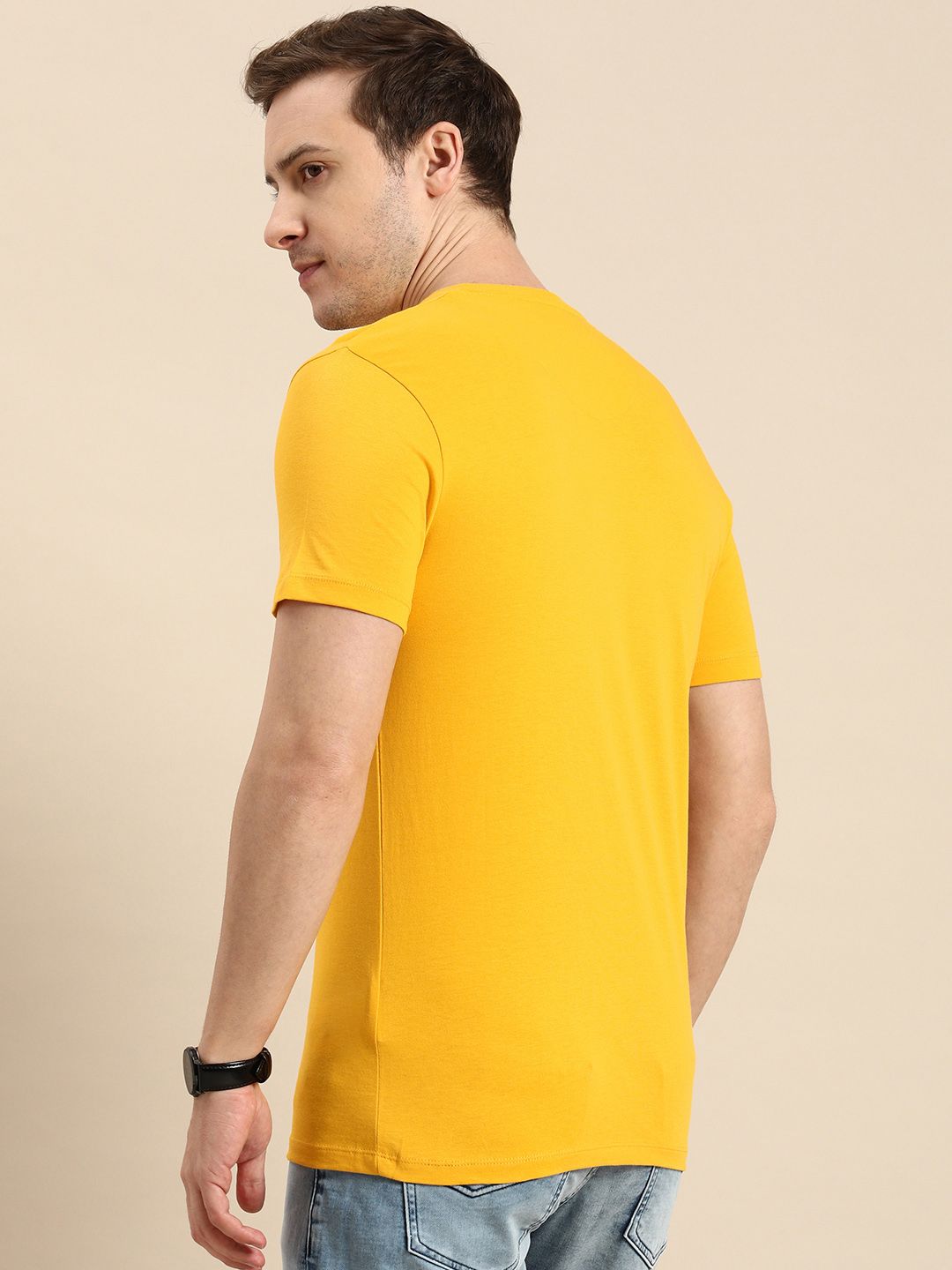 Being Human Solid V-Neck Pure Cotton T-shirt