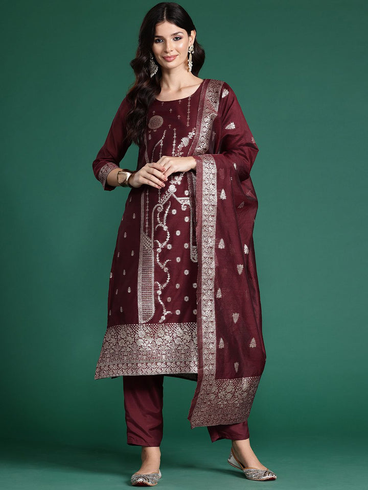 Indo Era Women Ethnic Motifs Regular Kurta with Trousers & With Dupatta