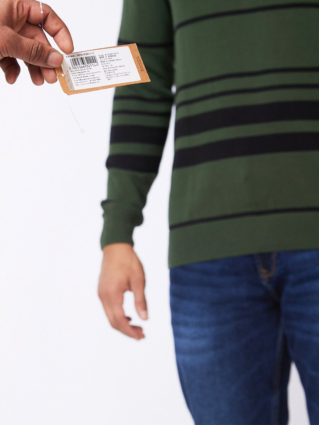 SPYKAR Striped Ribbed Cotton Pullover Sweater