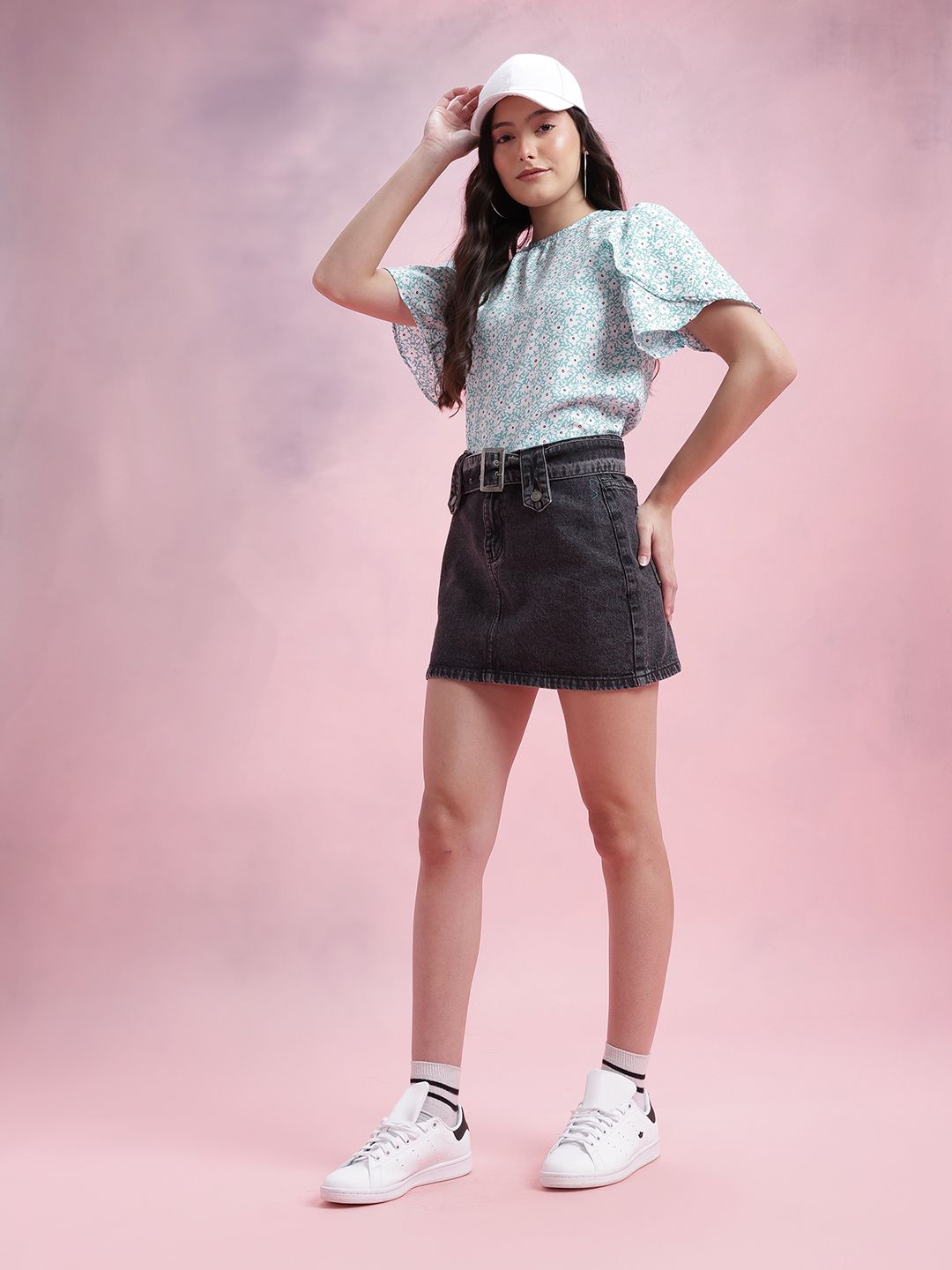 DressBerry Floral Print Tulip Sleeve Top