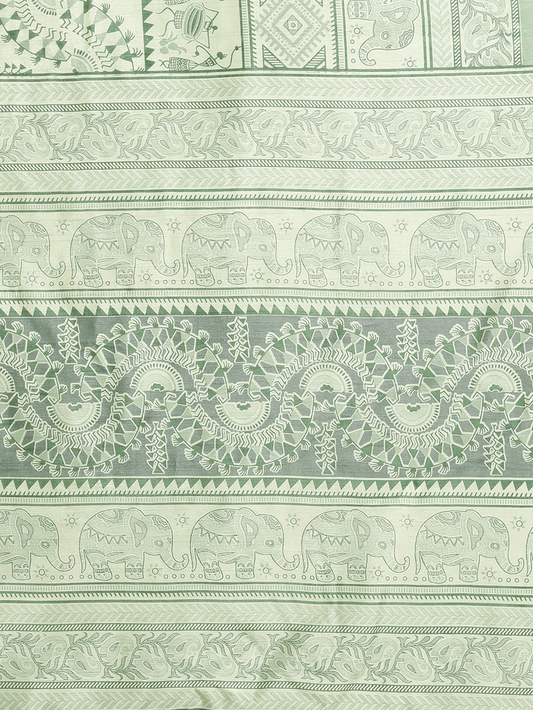 Saree mall Women Sea Green & Green Art Silk Printed Bagru Saree