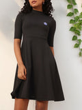 DressBerry Darling Details Printed Ribbed Fit & Flare Dress