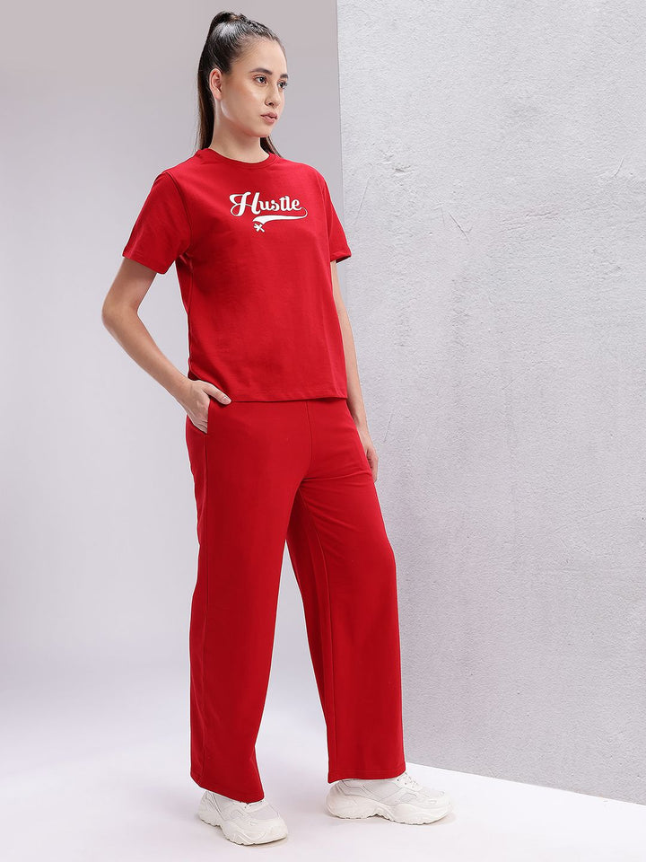 HRX by Hrithik Roshan  Typography Printed T-shirt With Trackpants