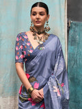 Saree mall Floral Poly Crepe Bagru Sarees