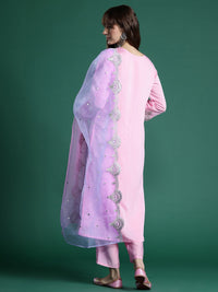 Indo Era Ethnic Motifs Zari Embroidered Kurta With Trousers & Dupatta