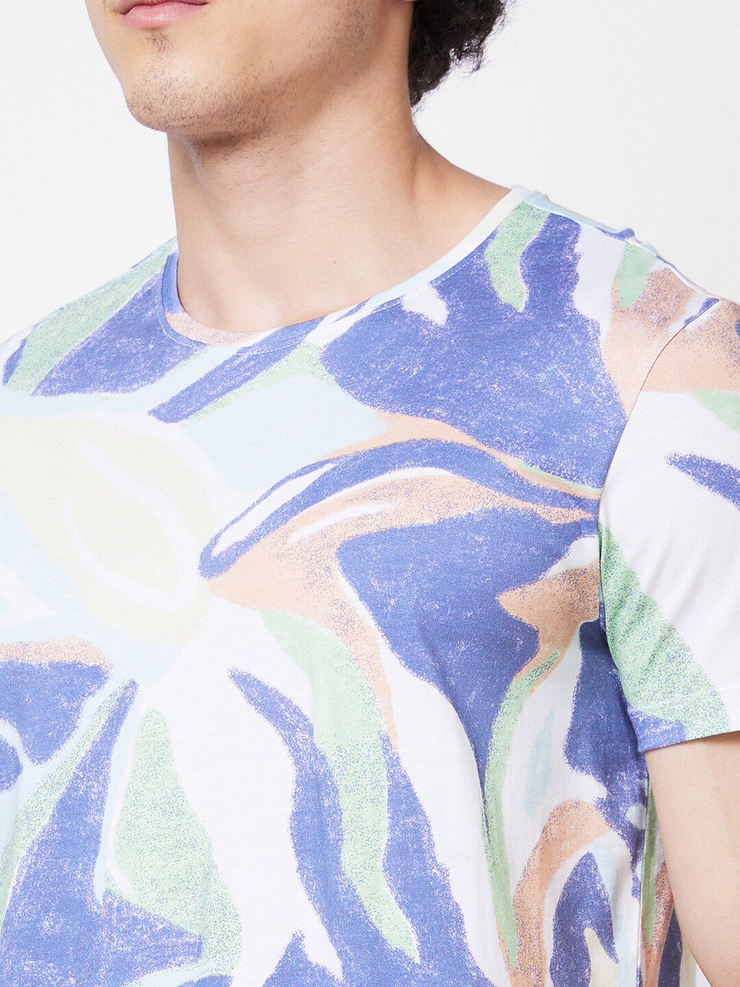 SPYKAR Round Neck Short Sleeves Printed Slim Fit Cotton T-shirt