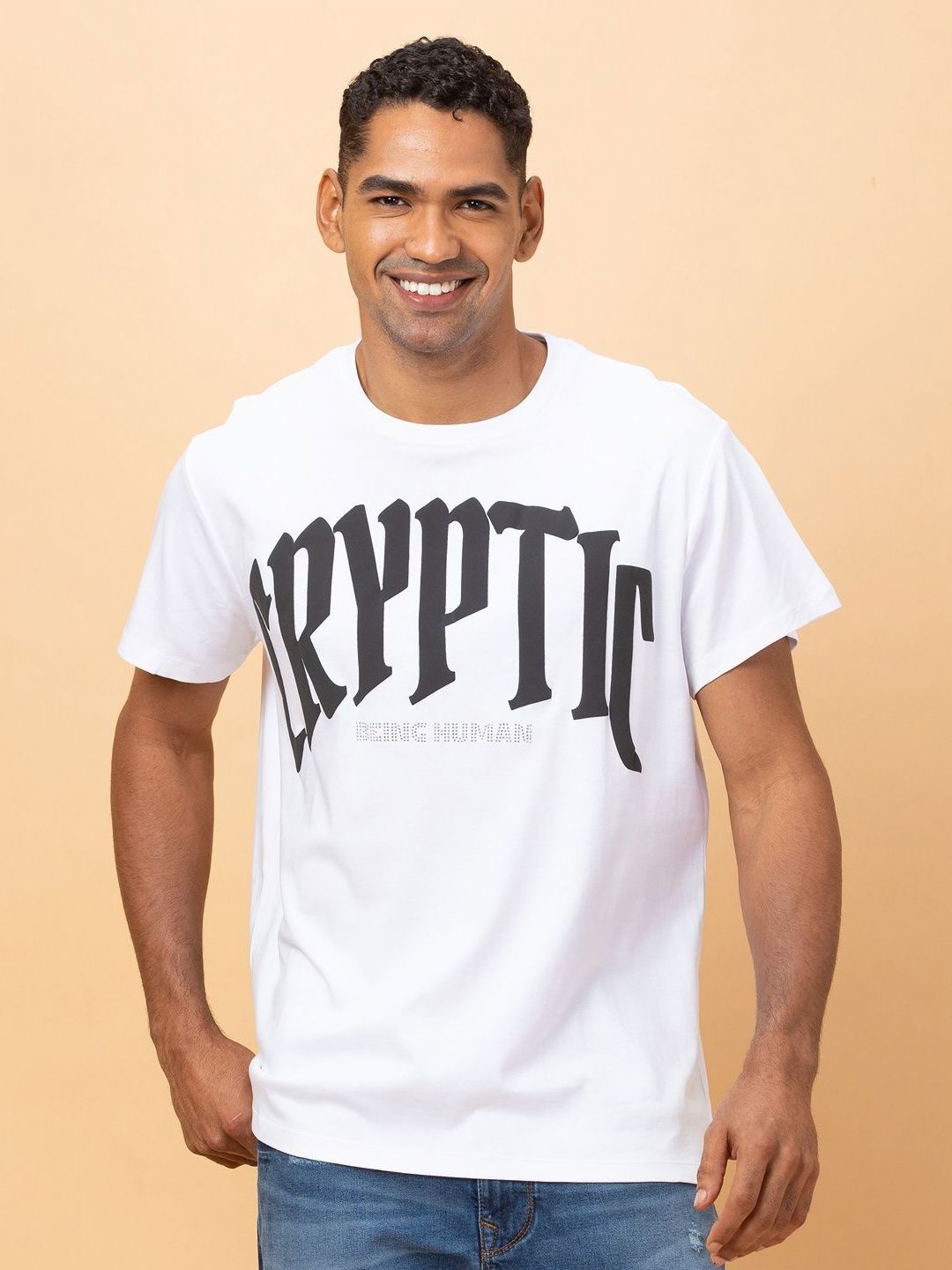 Being Human Men Typography Printed Pockets T-shirt