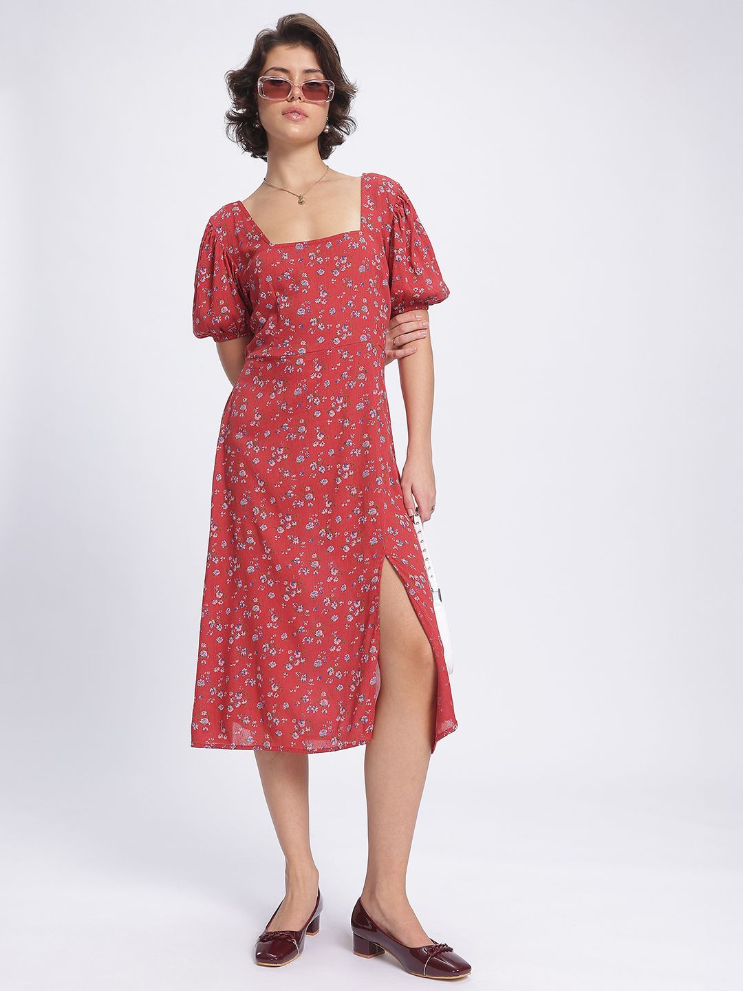 DressBerry Floral Fantasy Cut Out Detail Midi Dress