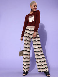DressBerry Women Burgundy Printed Sweatshirt