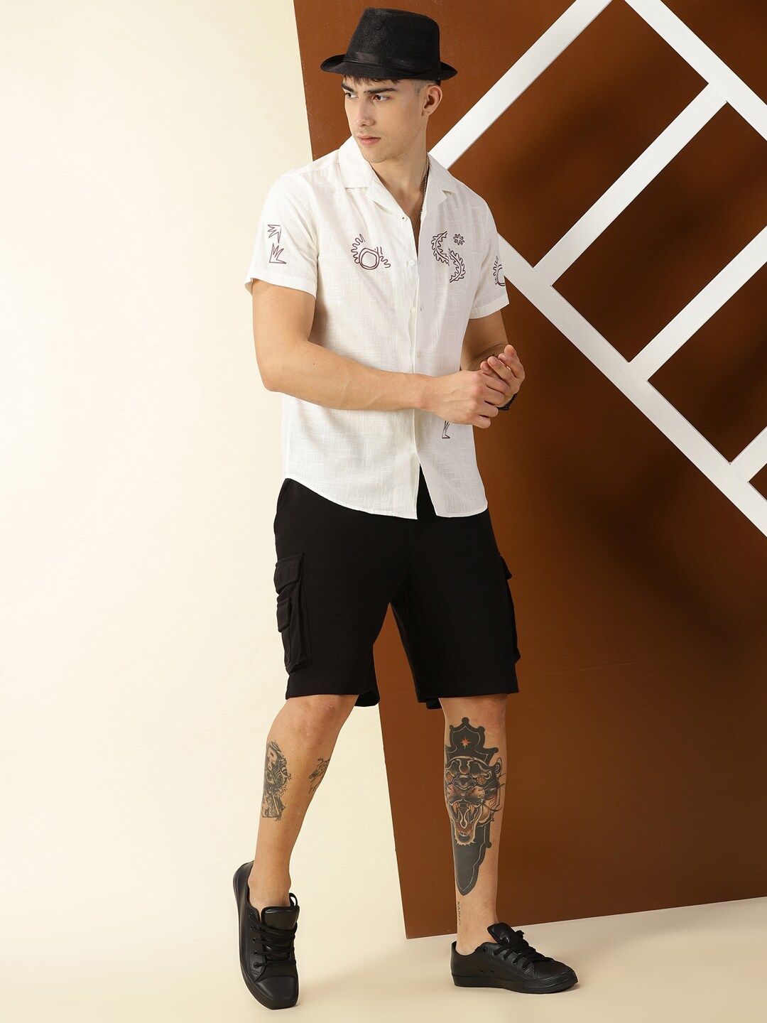 Thomas Scott Premium Conversational Printed Cuban Collar Cotton Casual Shirt