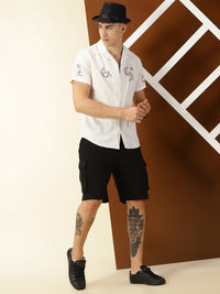 Thomas Scott Premium Conversational Printed Cuban Collar Cotton Casual Shirt