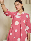 Indo Era Geometric Printed V-Neck Pure Cotton A-line Kurta With Trousers