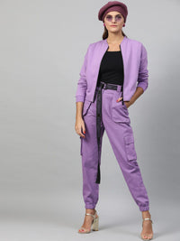 STREET 9 Women Lavender Printed Lightweight Bomber