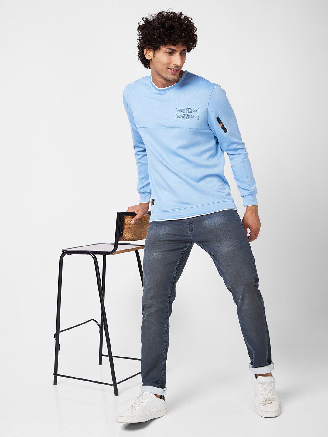 SPYKAR Typography Printed Round Neck Cotton Sweatshirt
