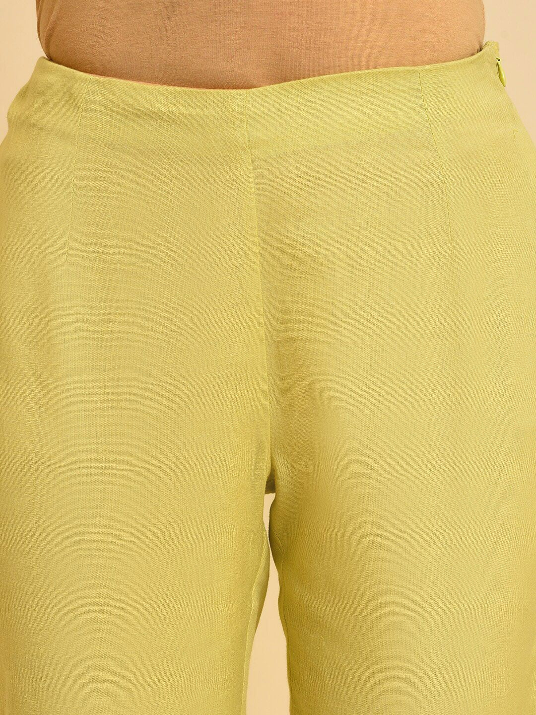 W Floral Printed Band Collar Kurta with Trousers