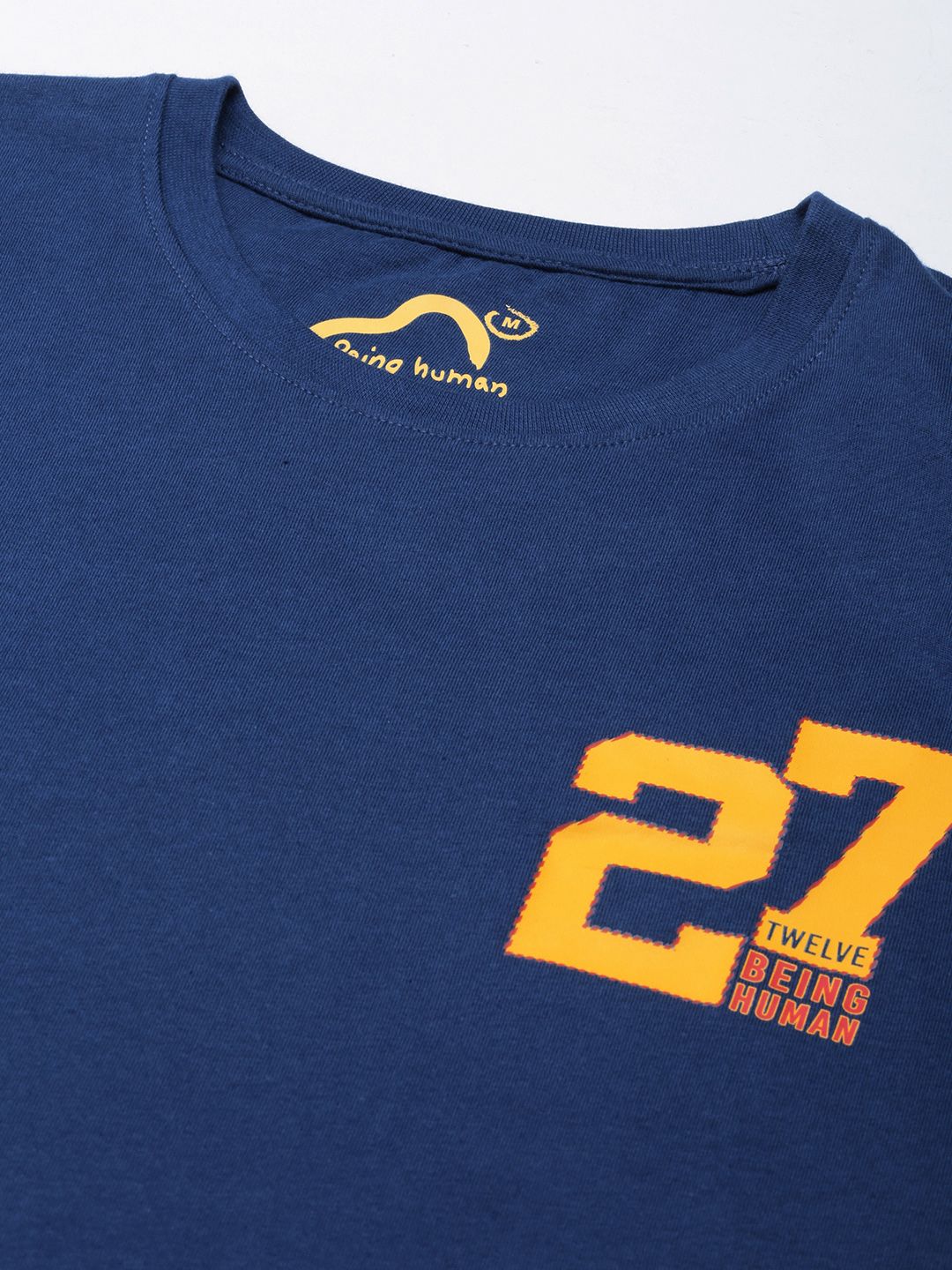 Being Human Solid With Minimal Print Detail Pure Cotton T-shirt