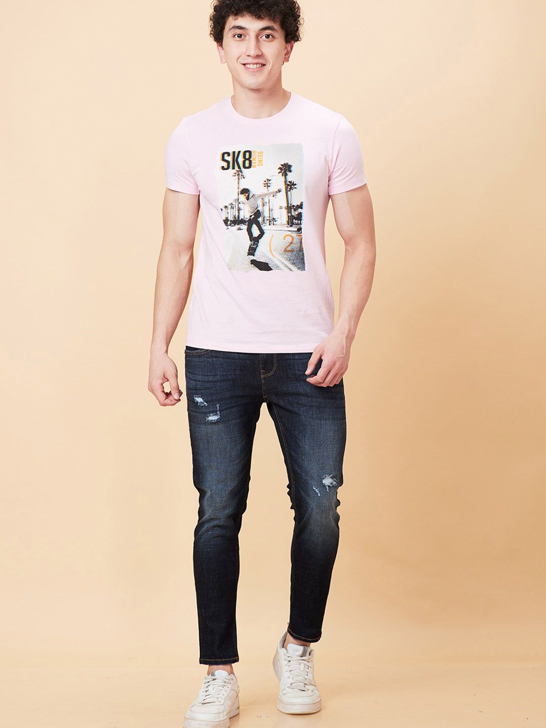 Being Human Men Low Distress Light Fade Jeans