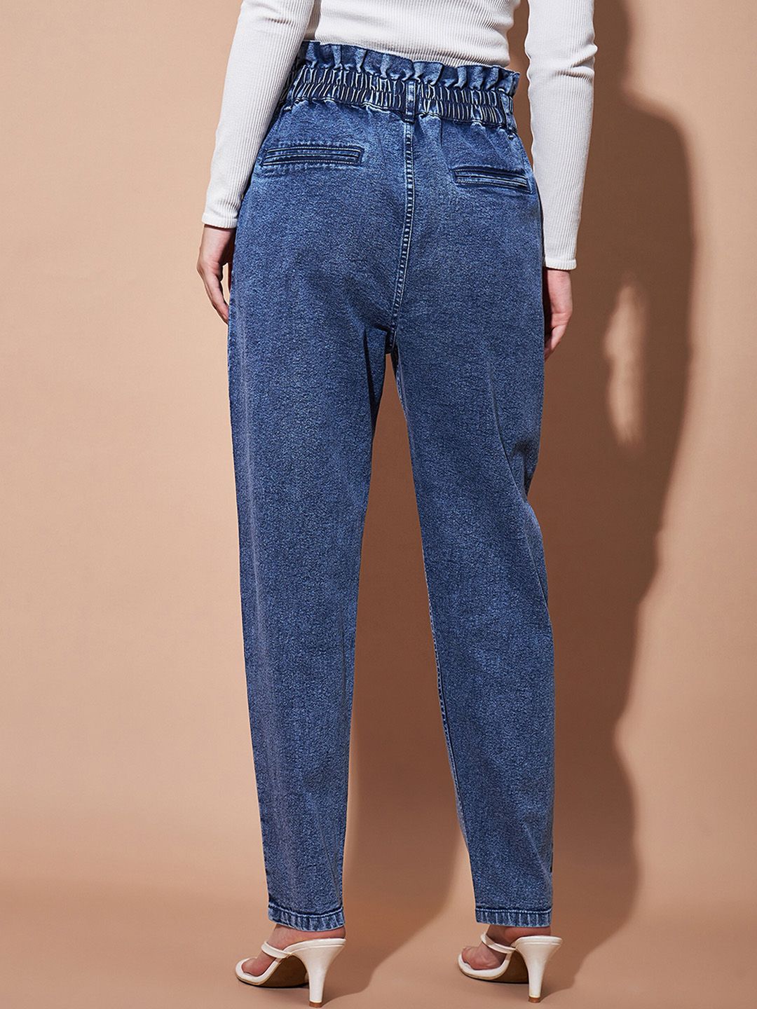 SASSAFRAS BASICS Women Regular Fit High-Rise Clean Look Heavy Fade Baggy  Jeans