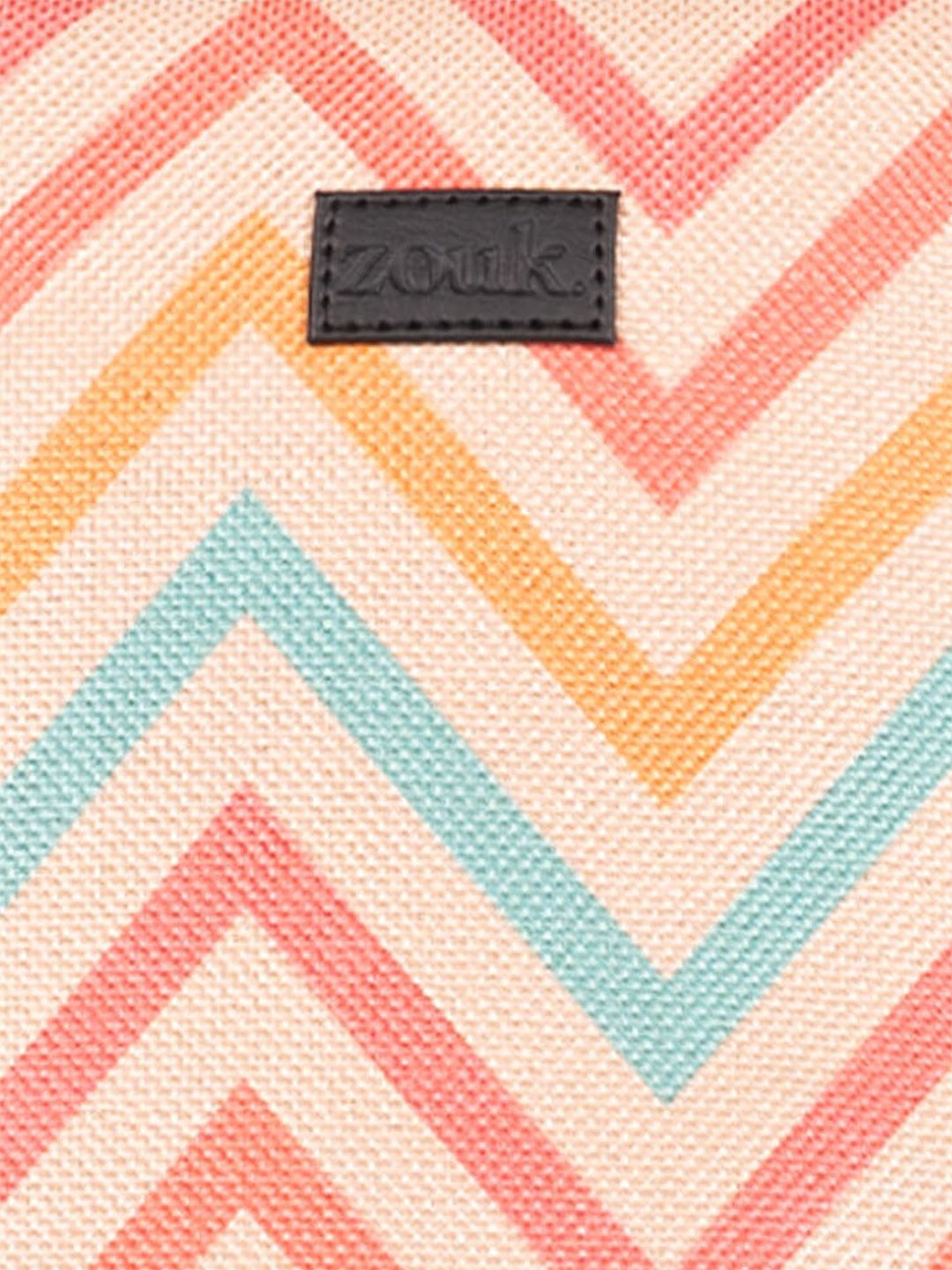 ZOUK Women Chevron Printed Vegan Leather Backpack With Compression Straps-Up to 16 inch