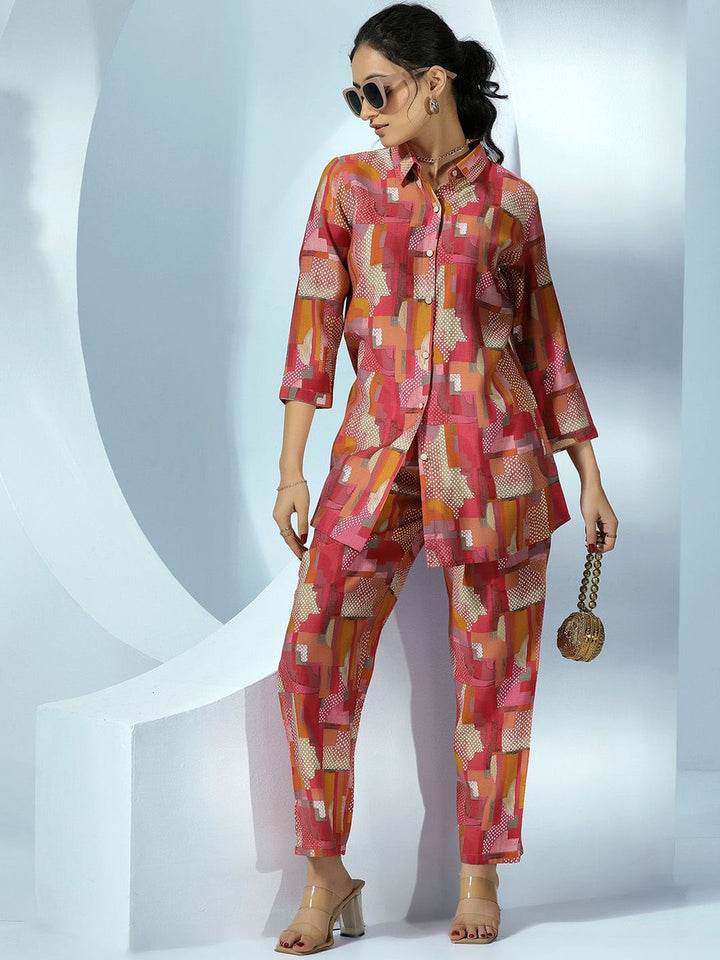 Libas Abstract Printed Shirt With Trousers Co-Ords