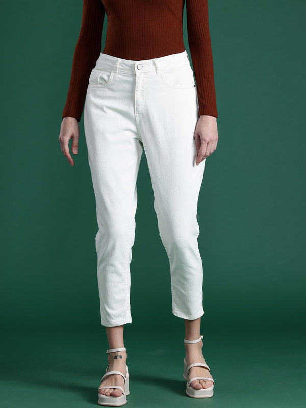 DressBerry Women Mom Fit Cropped Jeans