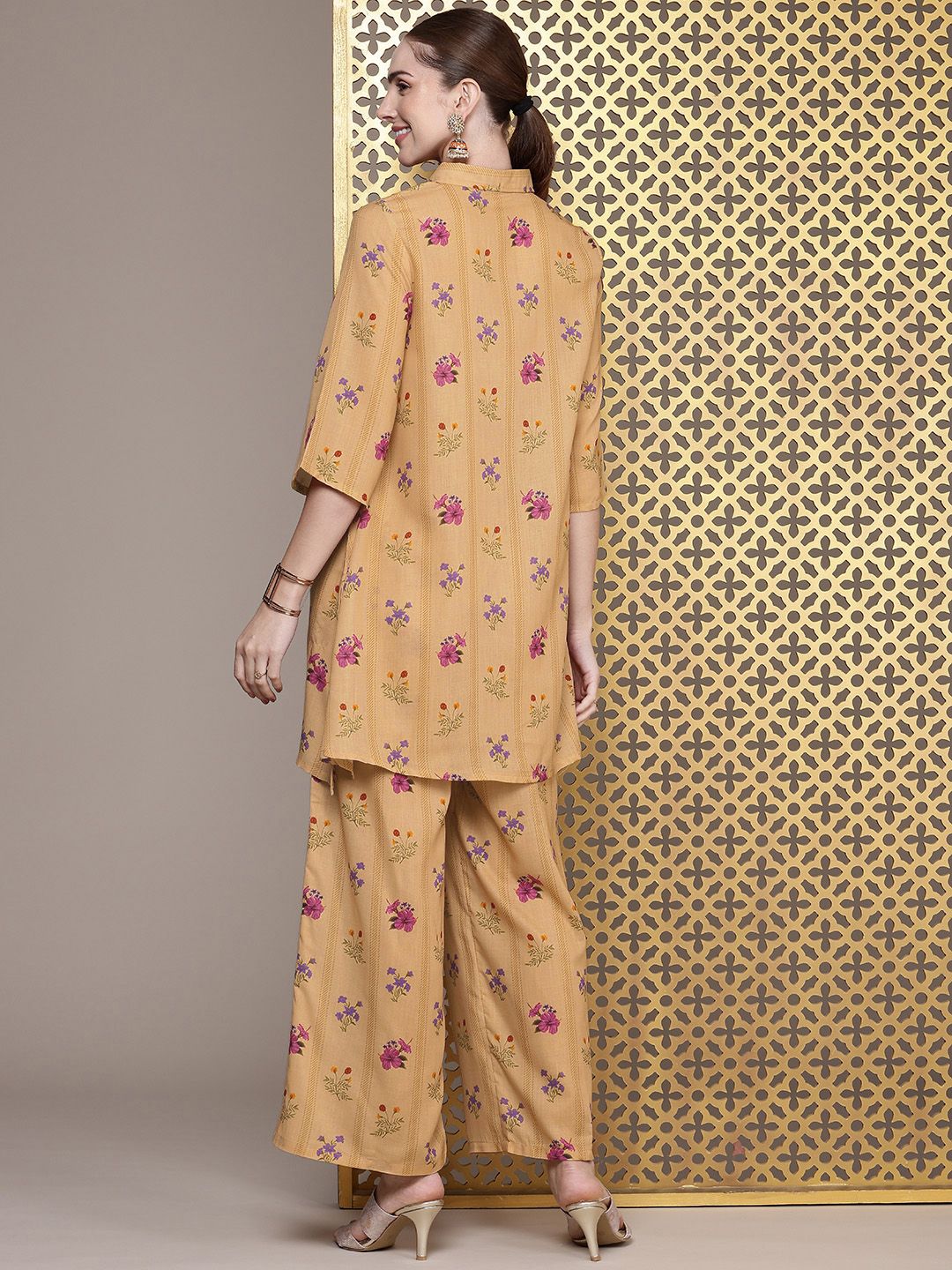 House of Pataudi Women Floral Printed Regular Jashn Kurta With Palazzos