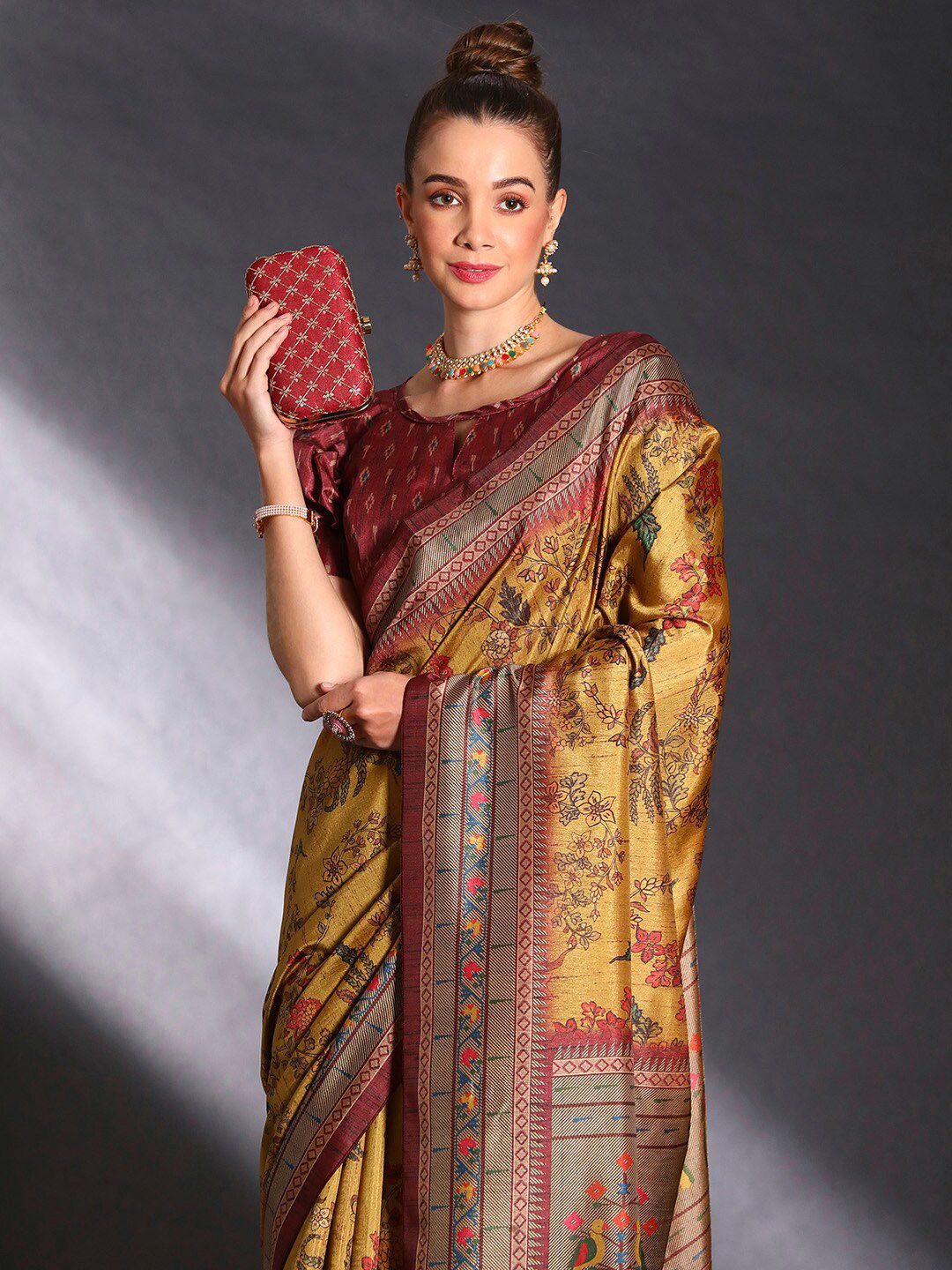 Saree mall Floral Printed Cotton Bagru Sarees