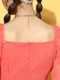 Berrylush Coral Pink A-Line Mini Dress