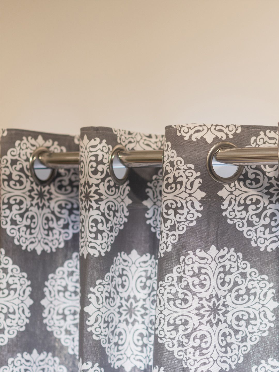 URBAN SPACE Grey Ethnic Motifs Boho collection Door Curtain
