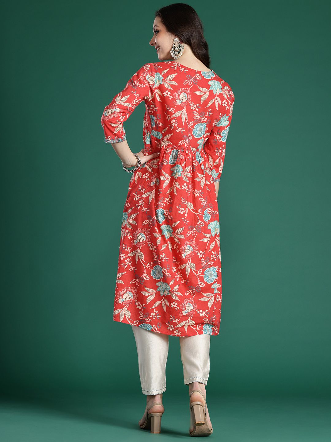 Indo Era Floral Printed Pure Cotton Kurta