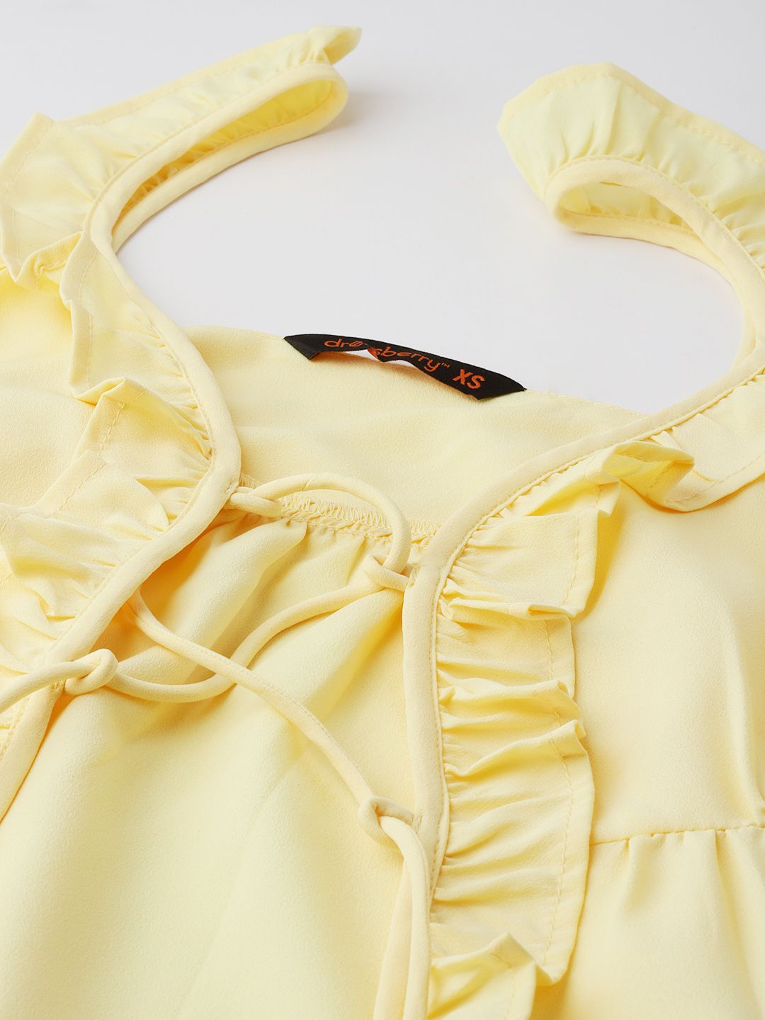 DressBerry Buttery Yellow Front Tie-Ups A-Line Top