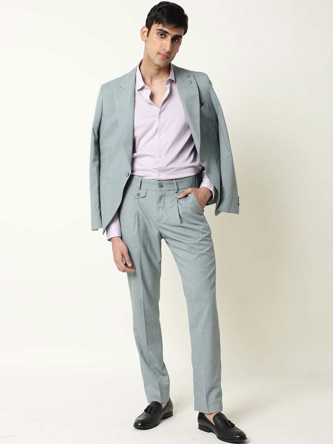 RARE RABBIT Men Dexs Slim Fit Mid Rise Formal Trouser