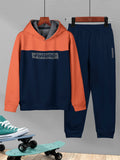 HELLCAT Boys Colourblocked Hooded T-shirt With Jogger