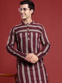 Anouk Striped Straight Regular Kurta with Dhoti Pants