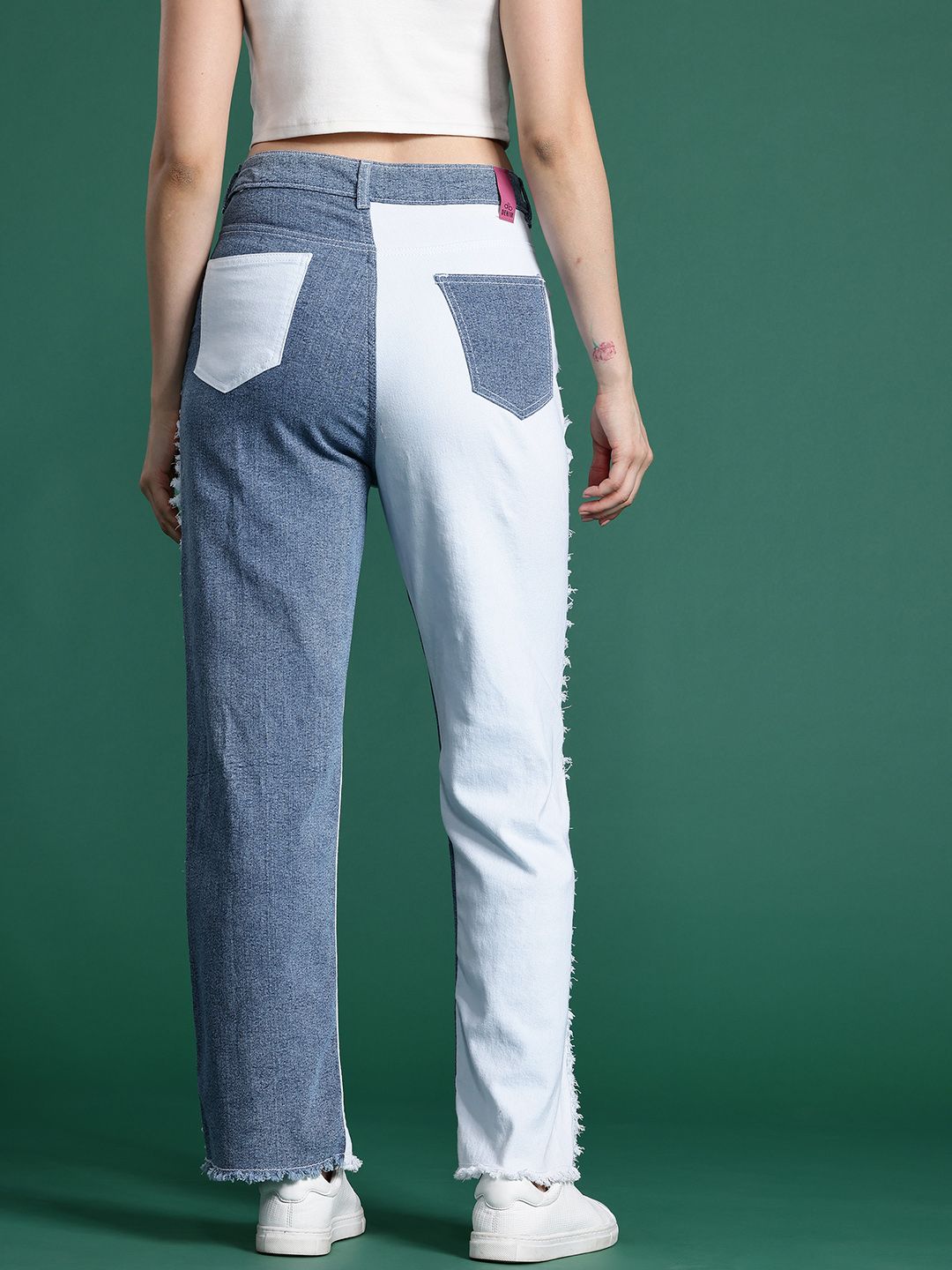 DressBerry Women Straight Fit Colourblocked Panaeled Straight Fit Stretchable Jeans