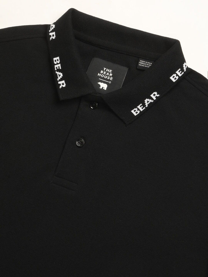 THE BEAR HOUSE Slim Fit Polo Collar Pure Cotton T-shirt