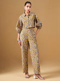 Global Desi Geometric Printed Pure Cotton Shirt With Trousers