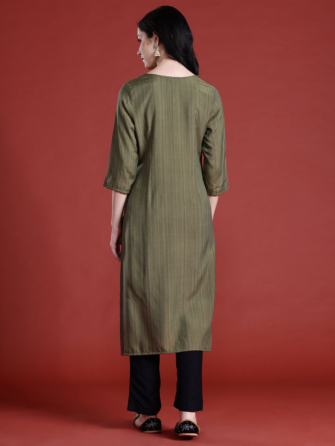 Anouk Tie-Up Neck Striped Kurta