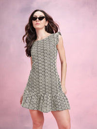 DressBerry Flutter Sleeve Ruffled Crochet Shift Mini Dress