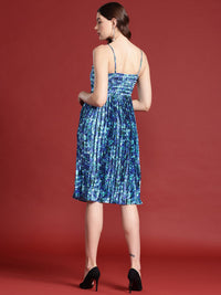 all about you Floral Print Accordion Pleated Ruched A-Line Dress