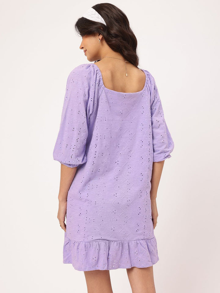 DressBerry Schiffli Splendor Cotton Mini A-Line Dress